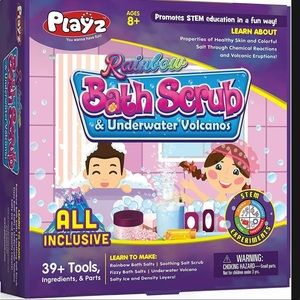 Playz Rainbow Bath Scrub fun and learning with 39+ tools for kids 8+